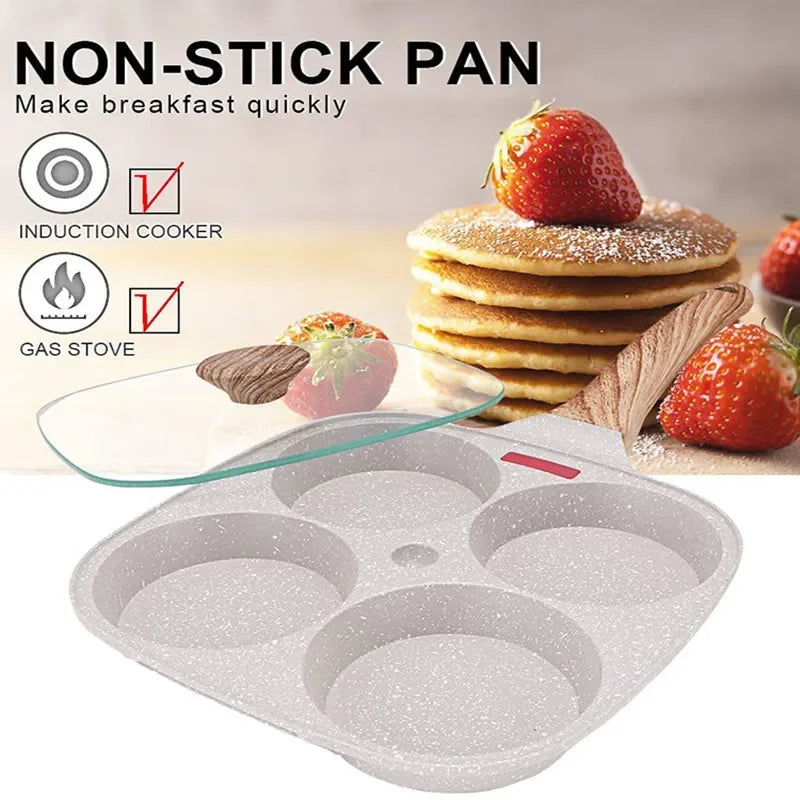 4-Hole Omelet Pan with Lid - Versatile Breakfast Maker