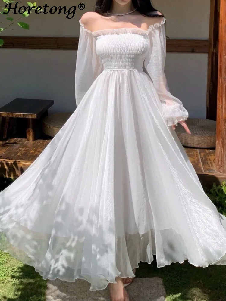 Elegantes weißes Maxikleid von Horetong