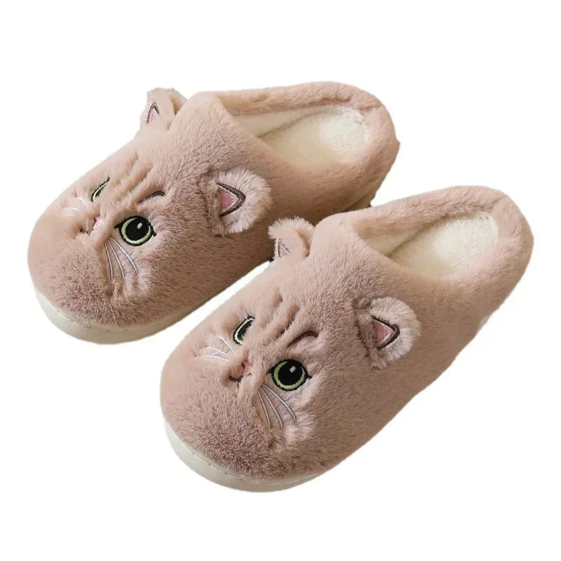 Cute Cat Fluffy Platform Slippers for Women and Men