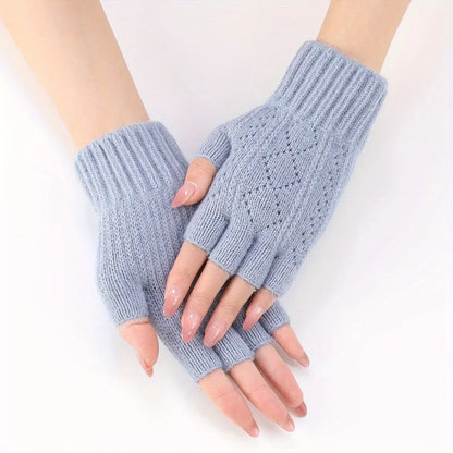 Gants d'hiver doux à demi-doigts en polaire de vison