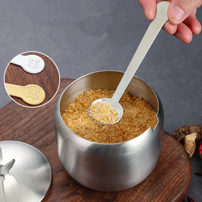 Stainless Steel Seasoning Jar & Lid Spoon