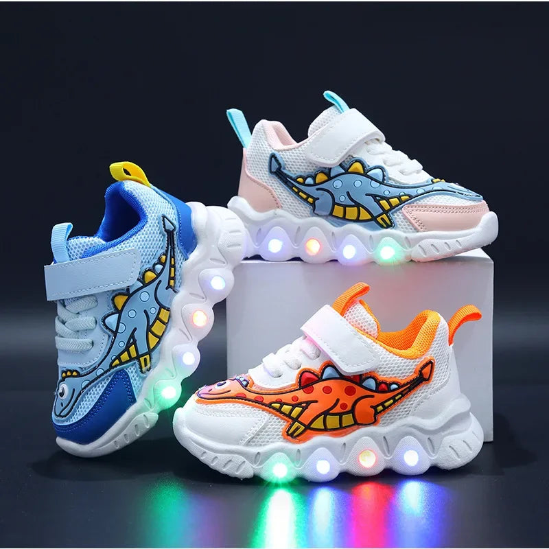 Cartoon LED Tennis Shoes for Kids - Breathable & Illuminated