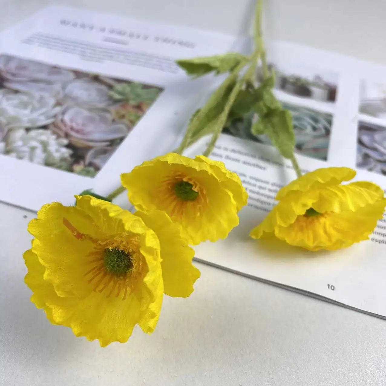 Bouquet de fleurs artificielles en soie de pavot pour décoration d'intérieur