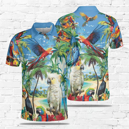 Parrot Print Polo Shirt for Men