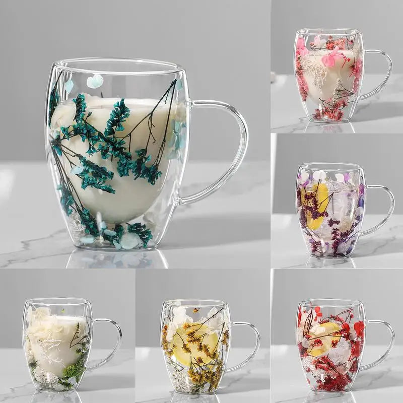 Tasse en verre à double paroi pour fleurs séchées – Polyvalente et sûre