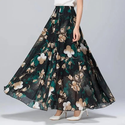 Chiffon Floral High-Waist Maxi Skirt
