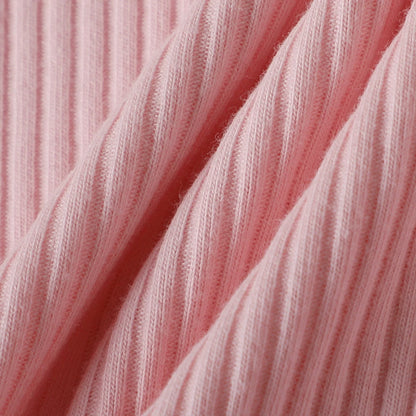 Mädchen Hochgeschlossener, langärmliger gerippter Denim-Faltenrock mit Gürtel