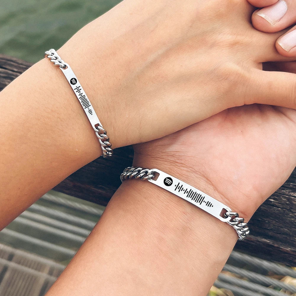 Custom Stainless Steel Couple Name Bracelet Set