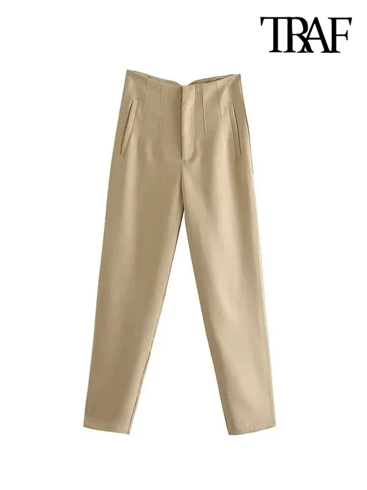 Vintage High Waist Seam Detail Pants