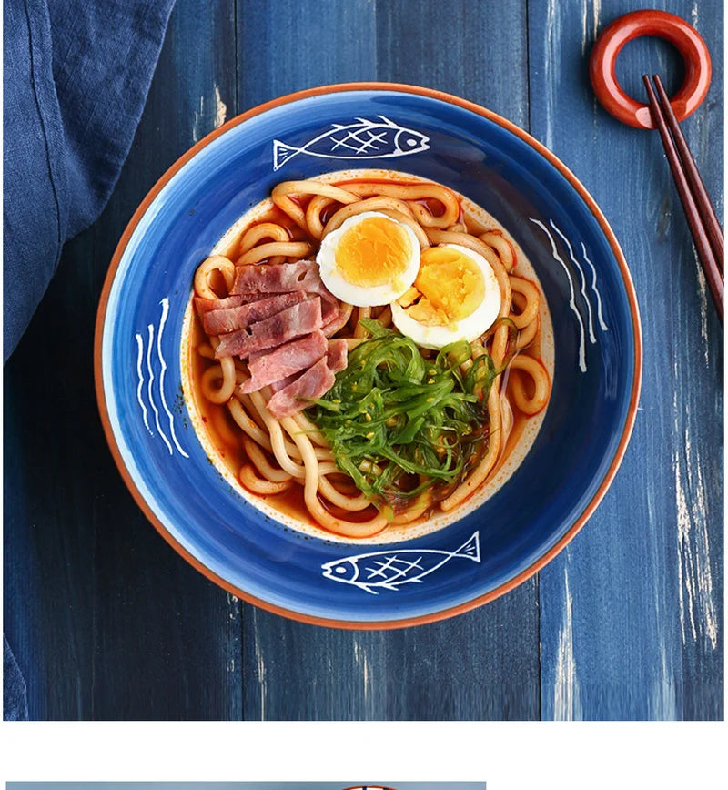 Japanese Hand-Painted Ramen Bowl