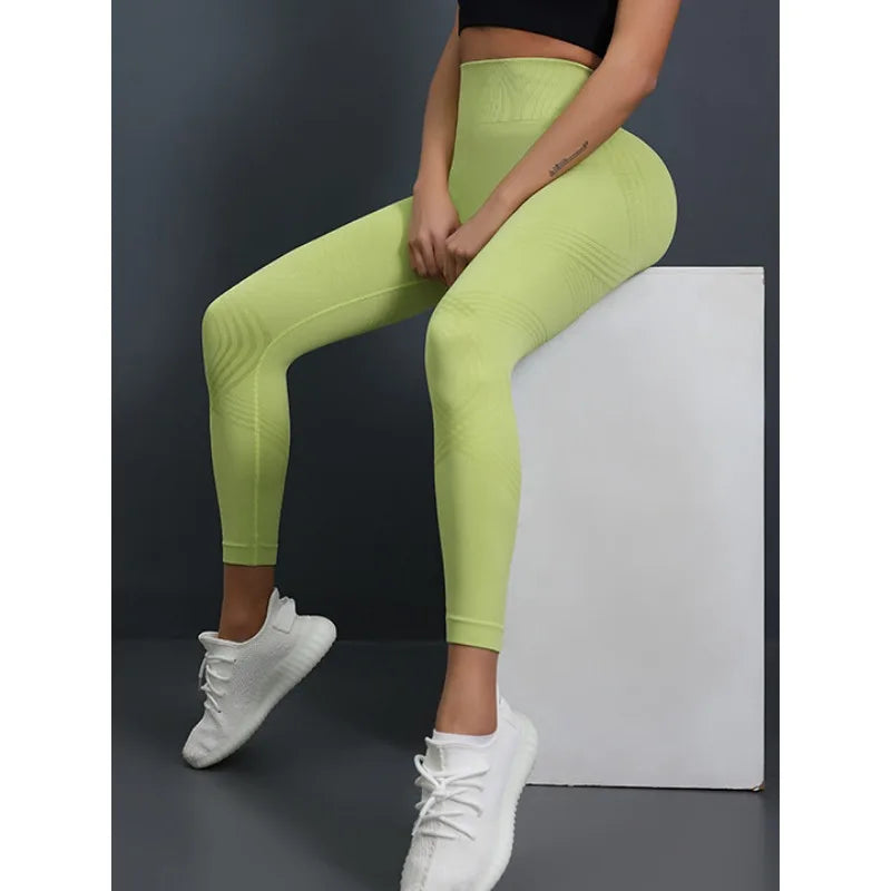 Einfarbige Yoga-Leggings mit hoher Taille für Damen