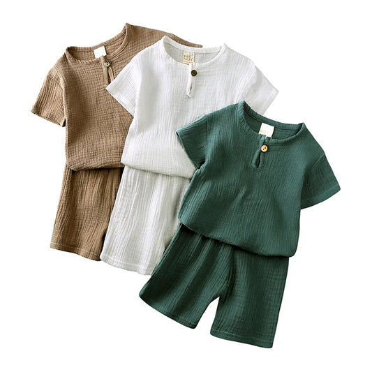 Kids Linen Cotton 2-Piece Outfit Set