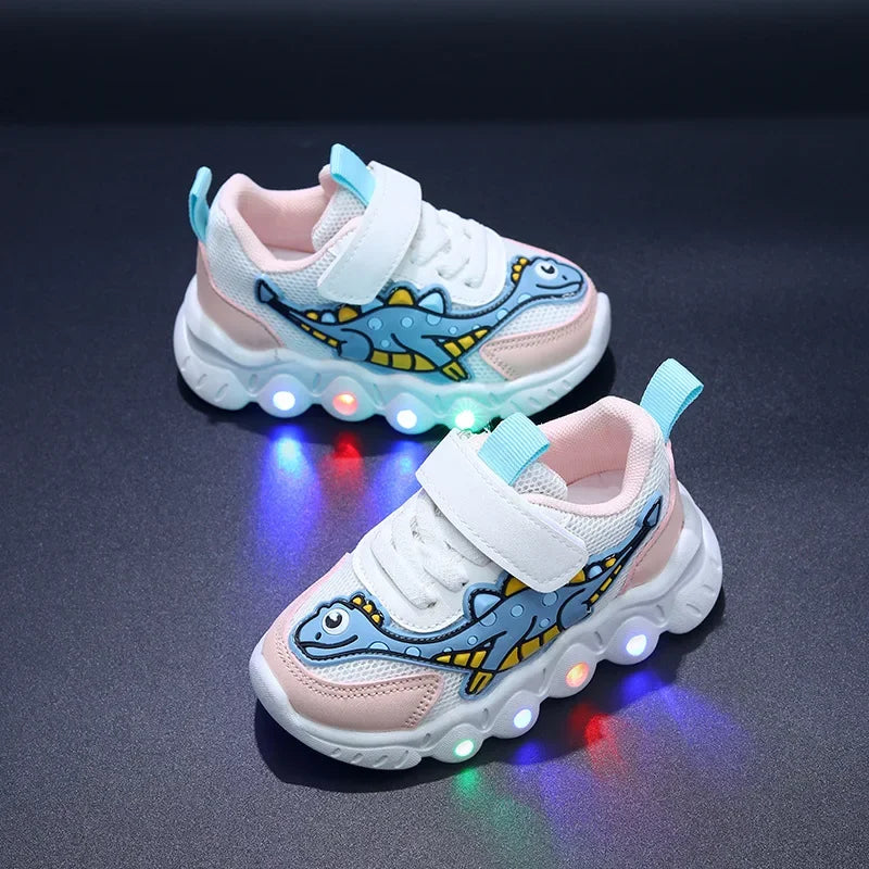 Cartoon LED Tennis Shoes for Kids - Breathable & Illuminated