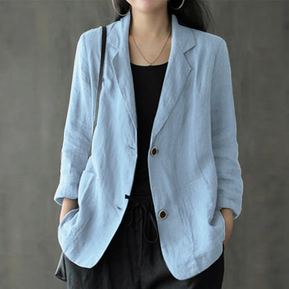 Vintage-Inspired Summer Blazer with Lapel Neck