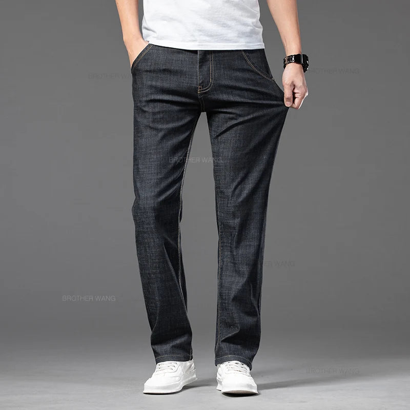 Sommerliche Stretch-Straight-Jeans für Herren