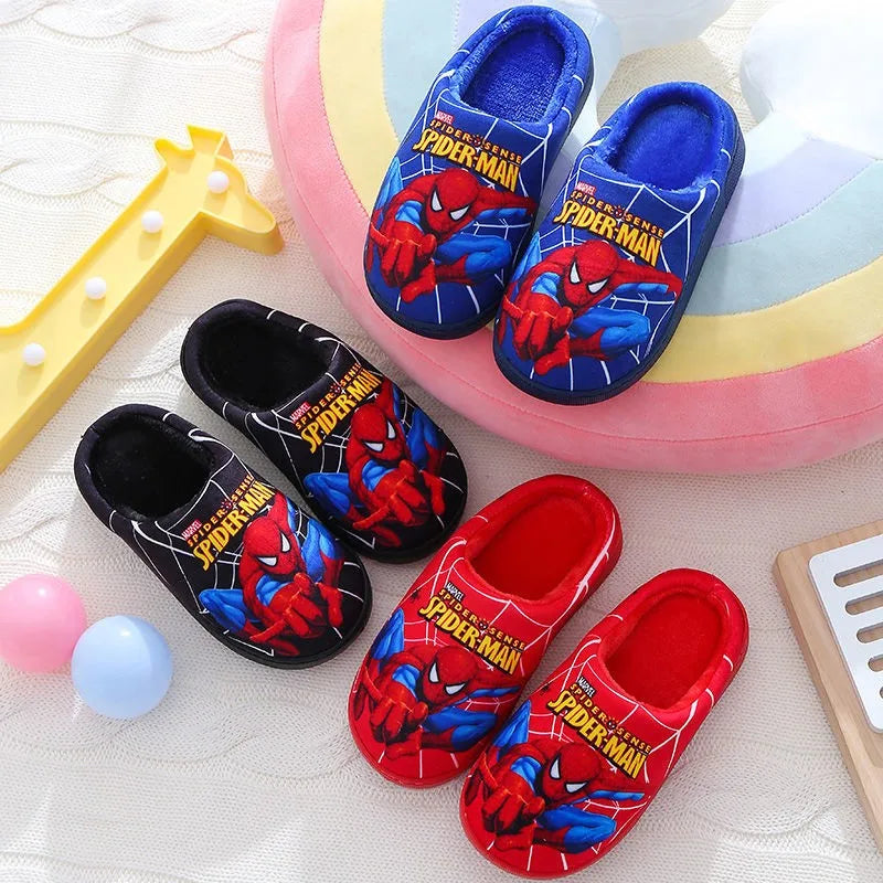 Cartoon Spiderman Cotton Slippers for Boys - Warm & Stylish