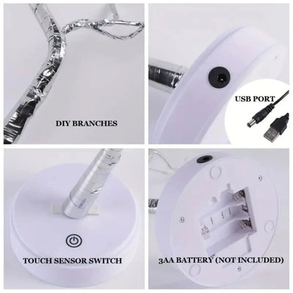 Guirlande lumineuse LED blanche chaude pour arbre - Lampes à guirlandes étoilées en cuivre alimentées par USB/batterie