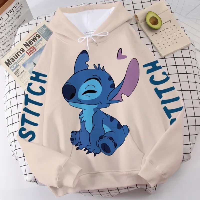 Unisex Disney Stitch Cartoon Print Winter Hoodies