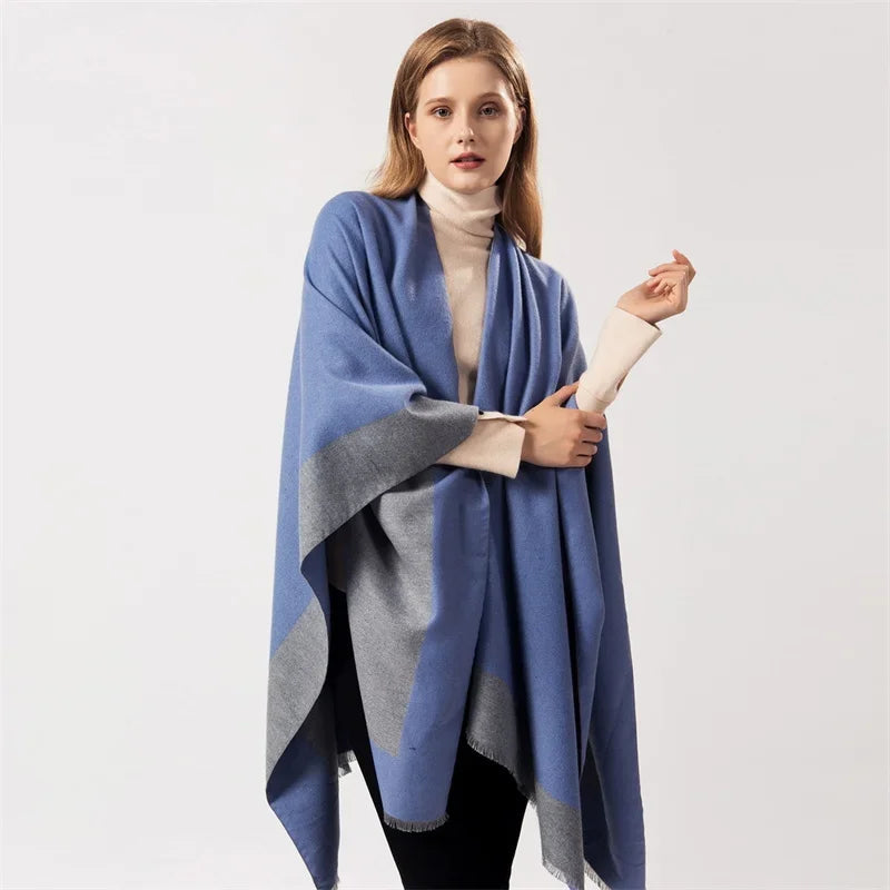 Winter Fashion Poncho Cape with Imitation Cashmere