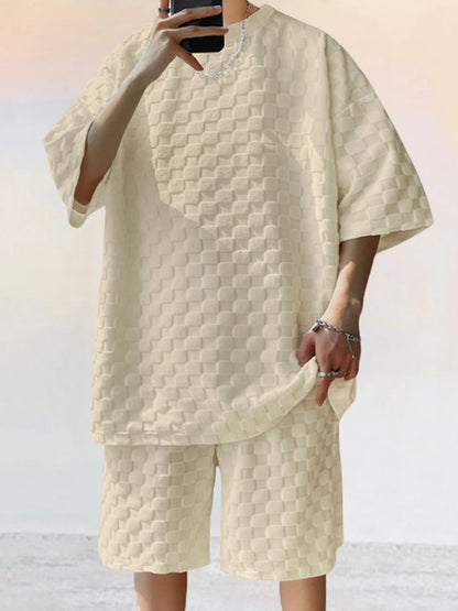 Summer Men's Checkerboard Two-Piece Set