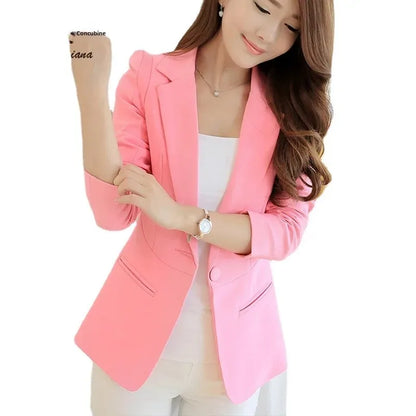 Elegant Women's Skinny Patchwork Blazer with Ruffles for Spring/Summer