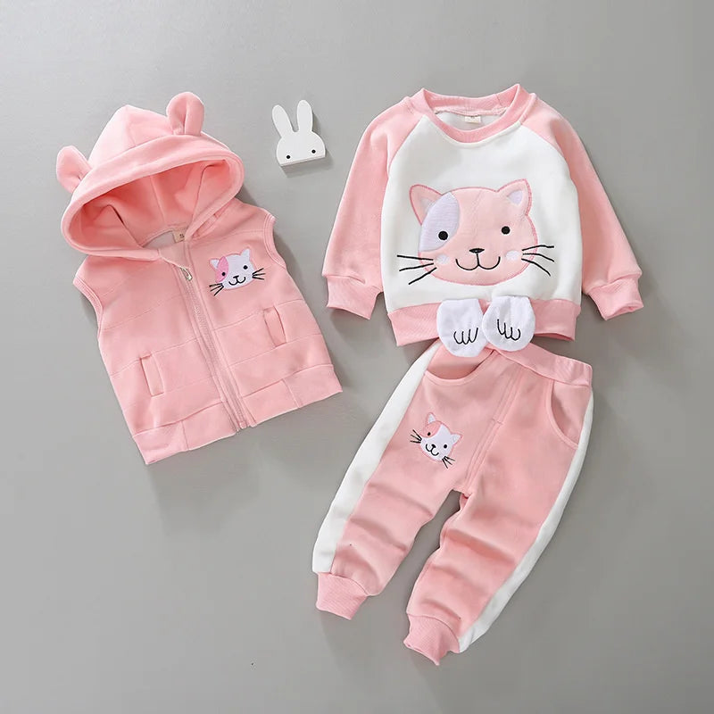 Ensemble d'hiver pour bébé à capuche et motif floral douillet