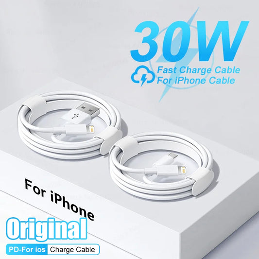 30W PD Fast Charger: Apple Original USB Cable for iPhone 14 to 11 Pro Max