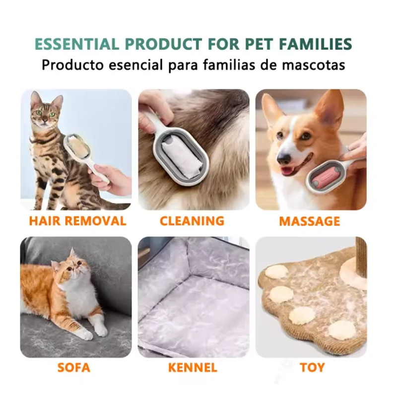 Doppelseitige Haarentfernungs-Massagebürste für Haustiere