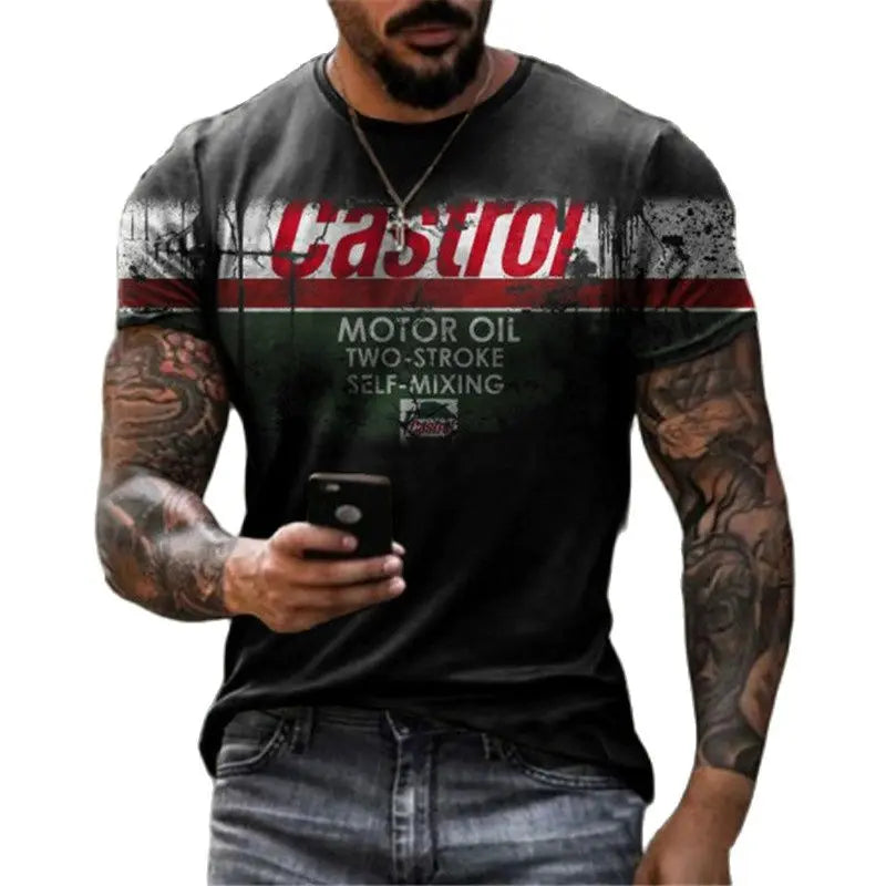 Retro Motorcycle Racing 3D Print Tee