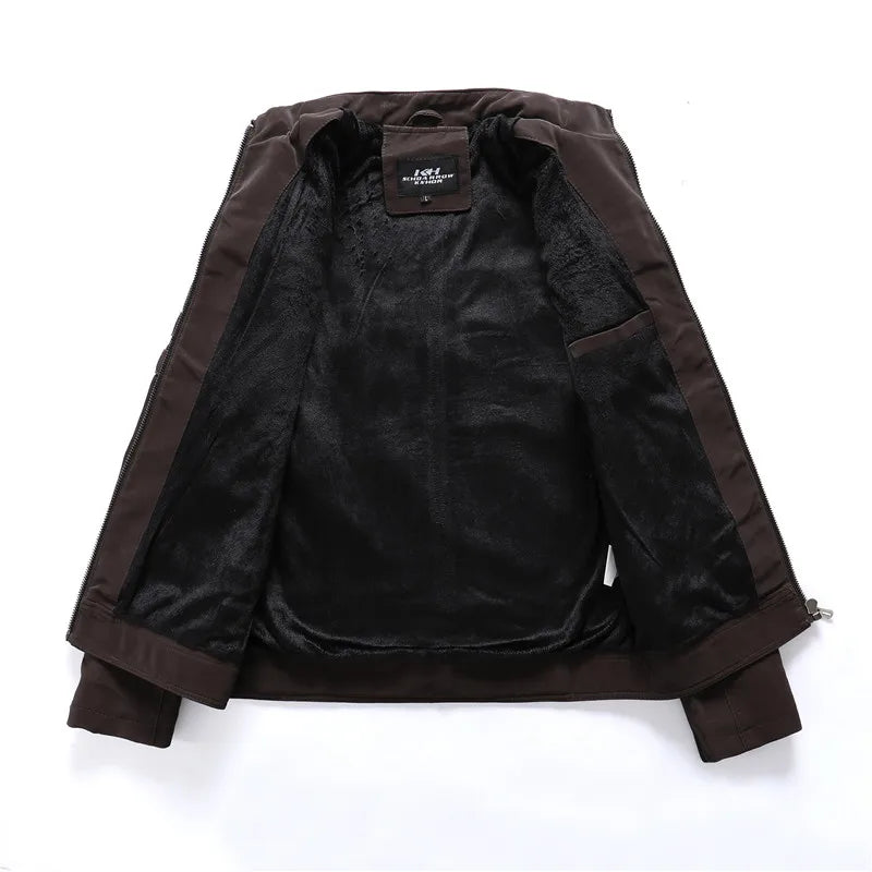 Veste de moto en cuir PU vintage pour homme