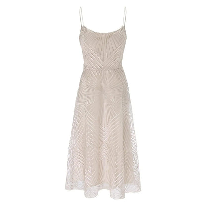 Luxury Women Embroidery Party Dress Sexy Suspenders Embroidered Sleeveless Evening Dresses Women Fashion Prom Dress Vestidos