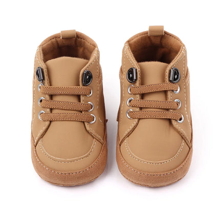 Neugeborene Baby Jungen Leder Baumwolle Rutschfeste Weiche Sohle Kleinkinder Schuhe