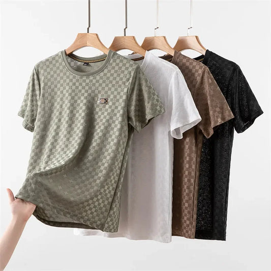 T-shirt d'été à manches courtes pour hommes - Hauts légers respirants de couleur unie