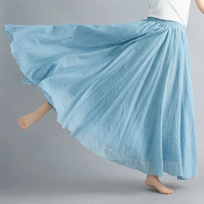 Elegant Cotton Linen Maxi Skirt