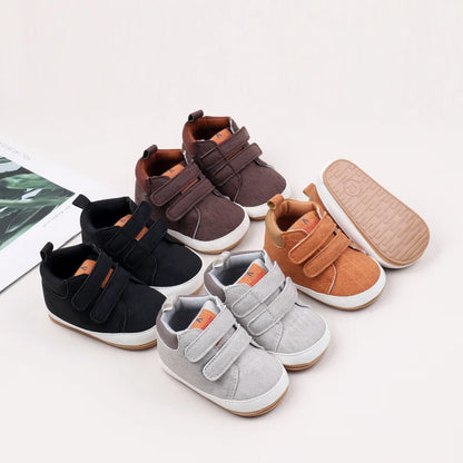 Chaussures pour bébé garçon en PU souple de haute qualité avec semelle antidérapante