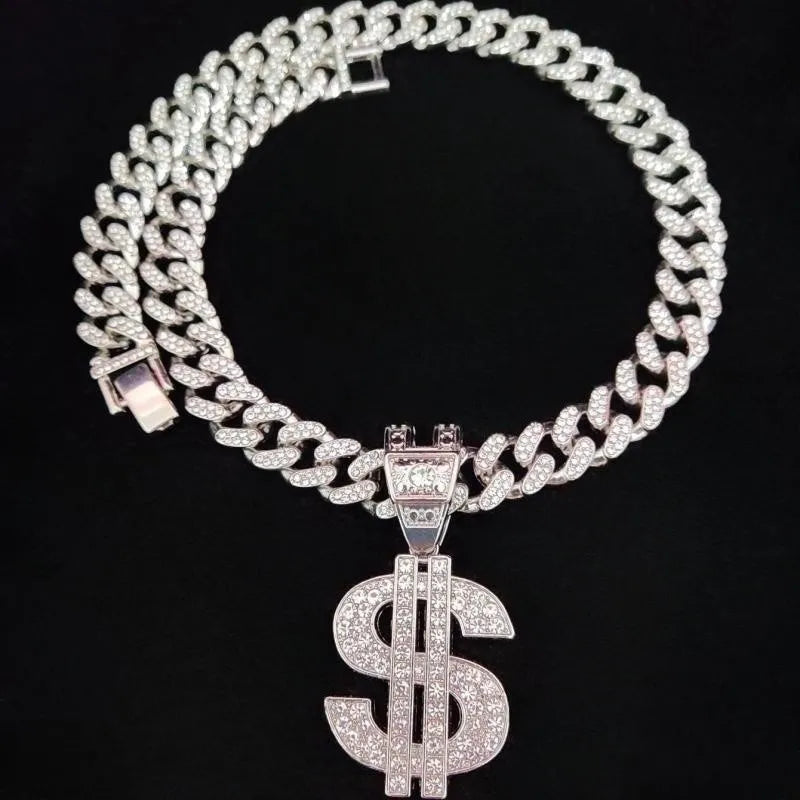 Collier pendentif dollar hip hop pour hommes