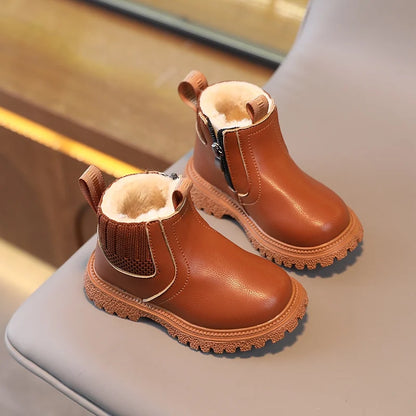 Children Warm Pu Leather Snow Autumn Winter Boots