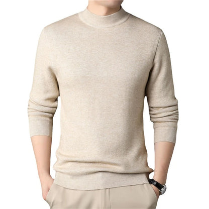 Men's Solid Mock Neck Pullover - Spring & Autumn