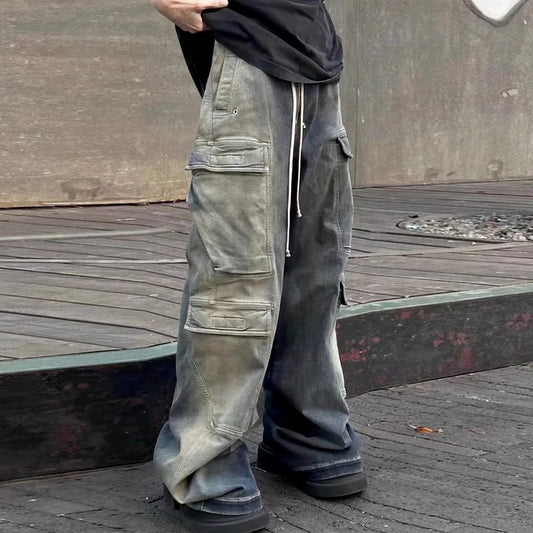 Baggy-Jeans mit Farbverlaufsbändern und mehreren Taschen für Herren