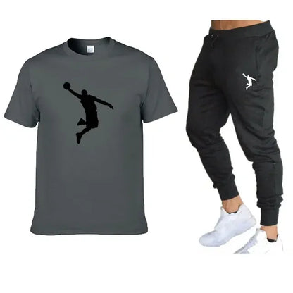 Men's Luxury Designer Tracksuit: T-Shirt & Pants Set