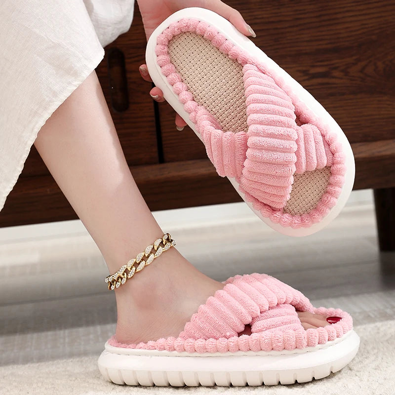 Autumn Winter Women’s Linen Soled Slippers