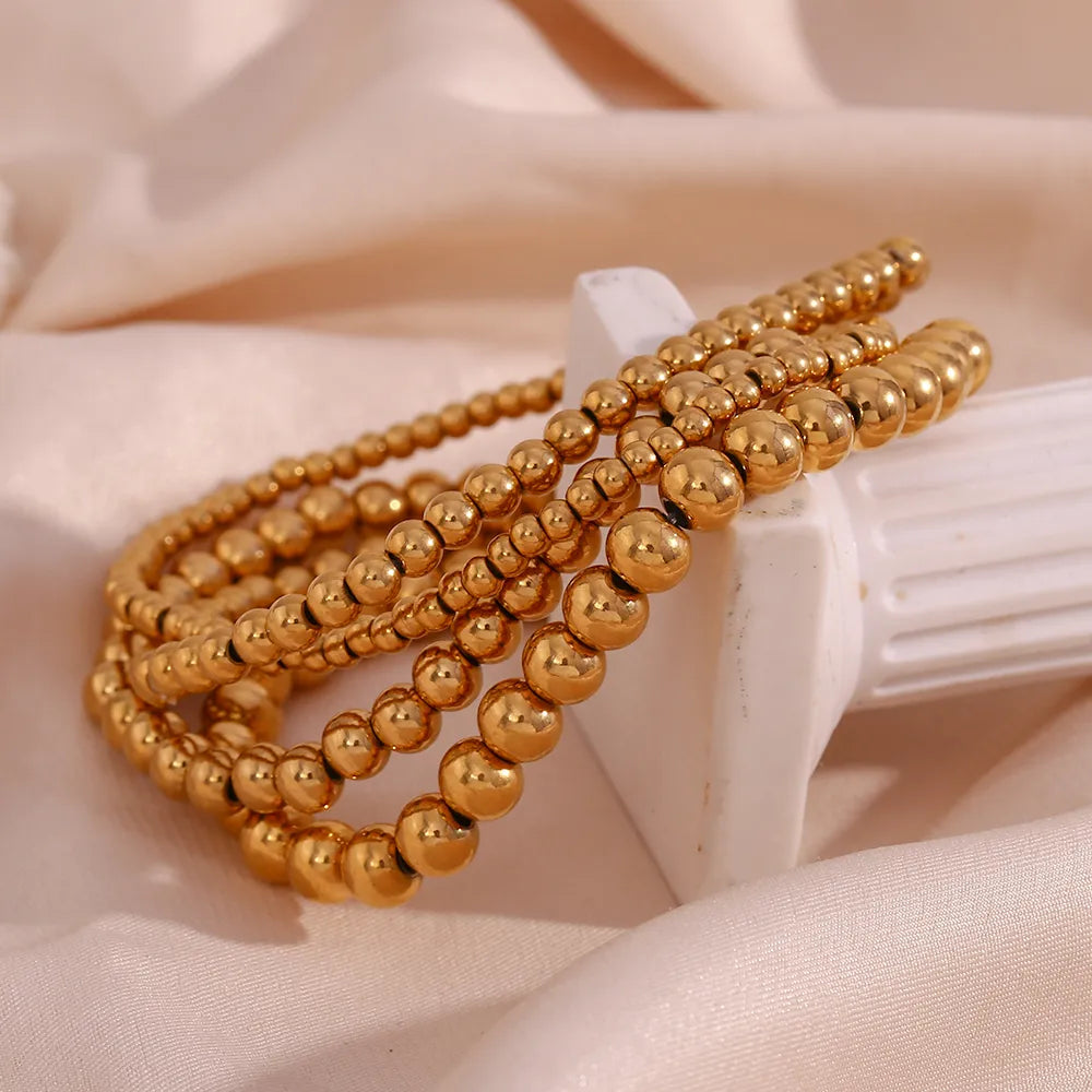 Gold-Plated Elastic Bead Bracelets for Women