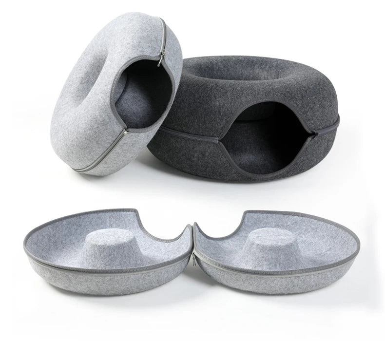 Dual-use Indoor Tunnel Interactive Donut Cat Bed