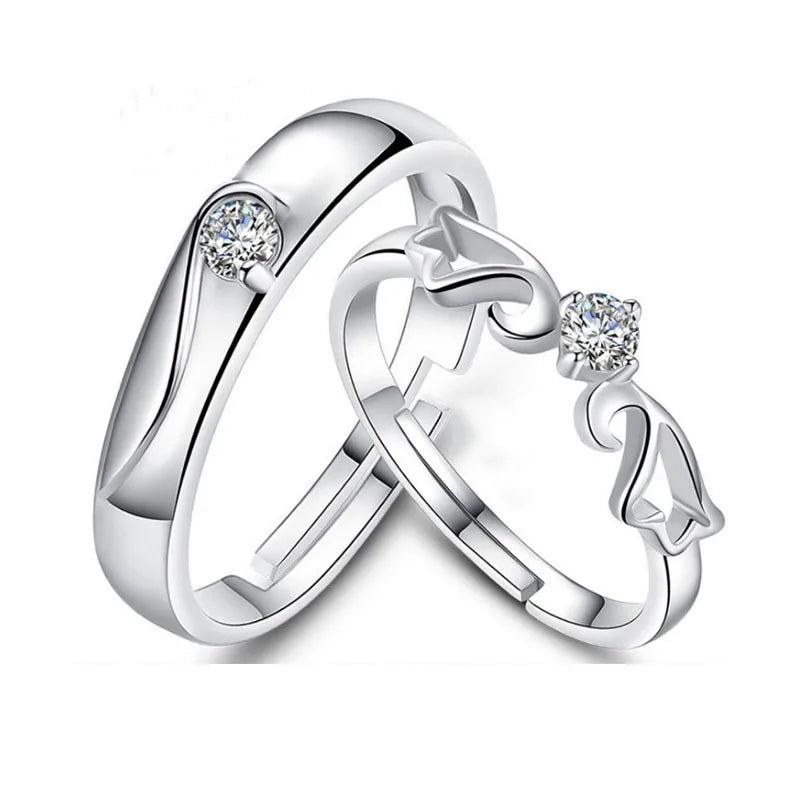 2Pcs Simple and Elegant Moissanite Platinum Wedding Rings
