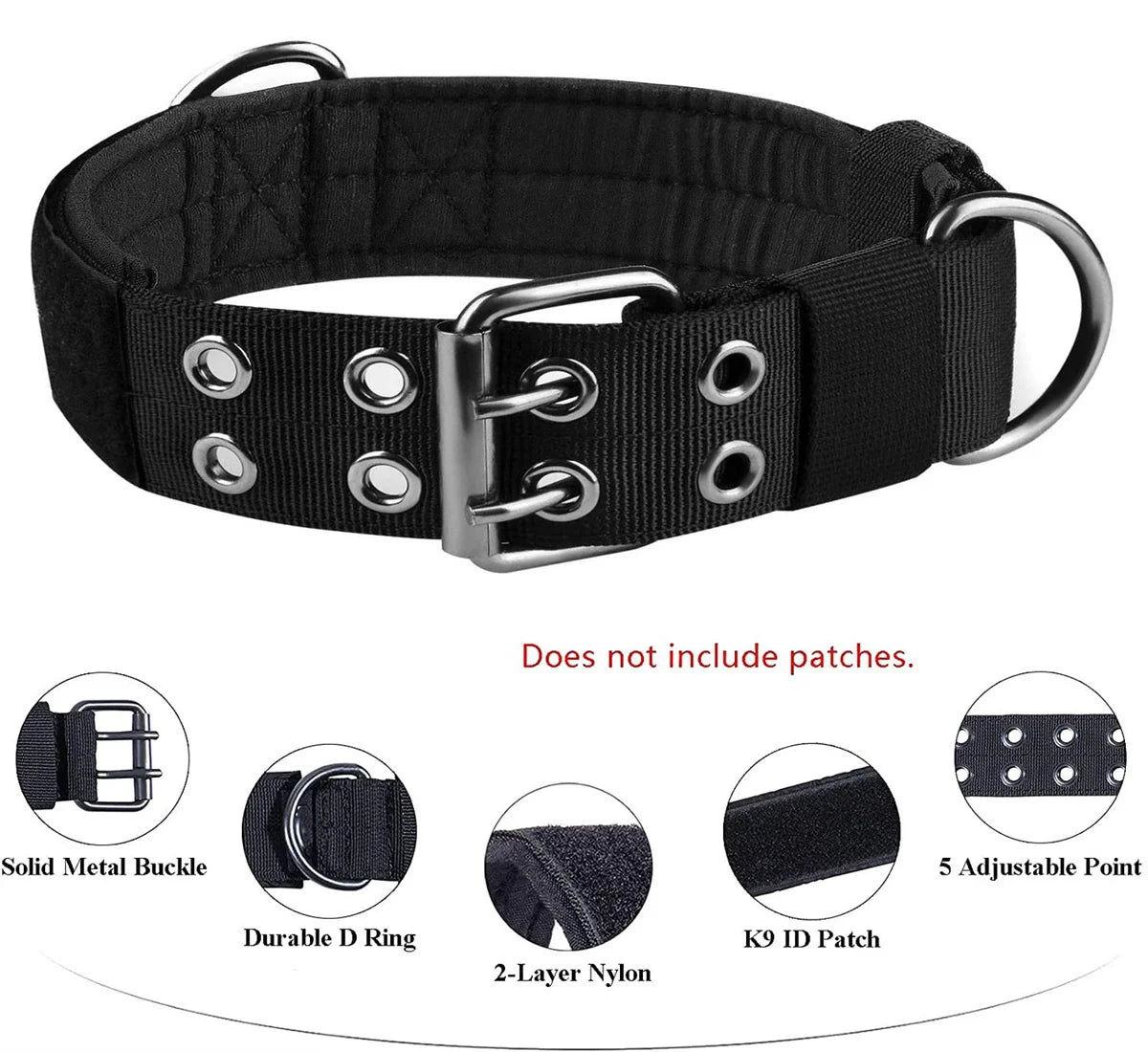 Tactical Dogs Collar Leash Set - Adjustable Military Pets Collars