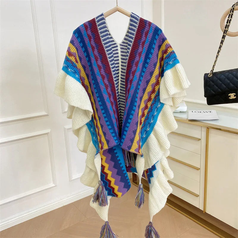 Bohemian Ethnic Style Oversized Poncho for Women