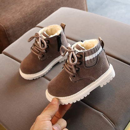 Children Soft Leather Antislip Rubber Running Shoes