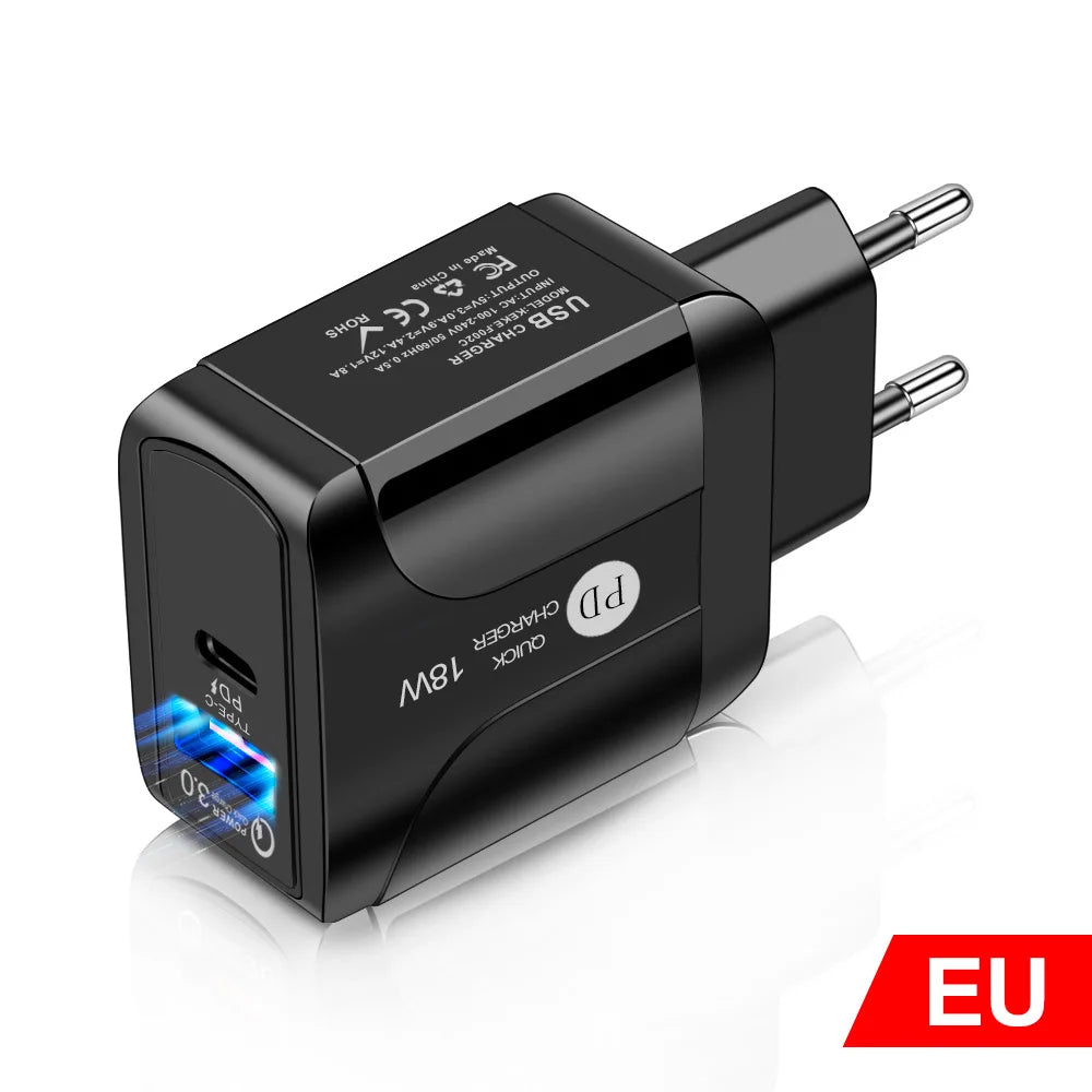 5V 2A EU 2 USB Power Adapter - Fast Mobile Phone Wall PD Charger