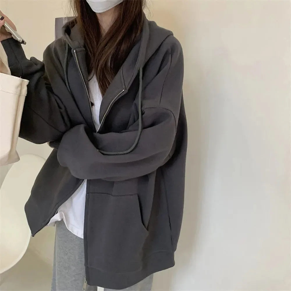 Oversized Zip Up Hoodie Jacket Women