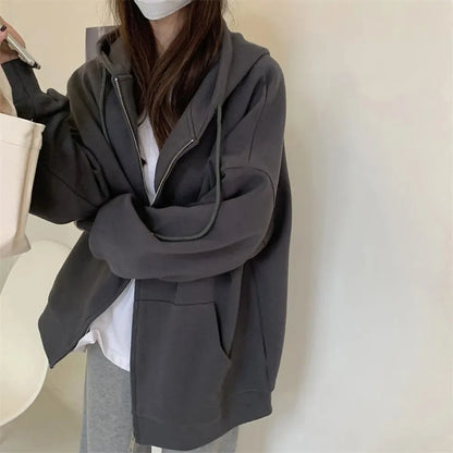 Oversized Zip Up Hoodie Jacket Women